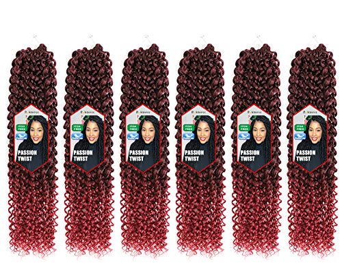 6 Packs Passion Twist Hair 14 Inch Bohemian Crochet Braids for Passion Twist Crochet Braiding Hair Water Wave Crochet Hair 22 Strands/Pack (14" 6PCS, TBUG#)