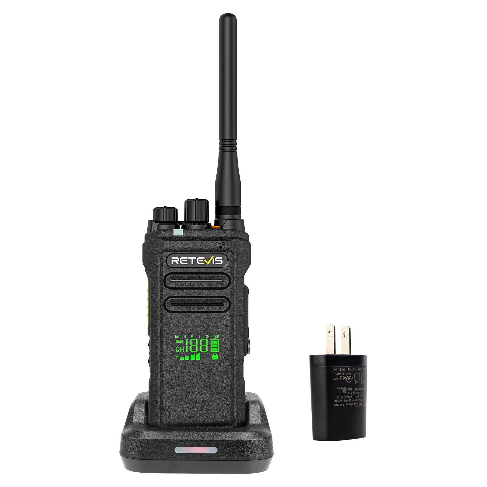 Retevis NR30D DMR Hand Funkgerät, wasserdicht nach IP67, 2800 mAh, Digitale Walkie Talkies mit Geräuschunterdrückung, Kompatibel mit AES256 für die Rettung im Freien (1 Stück)