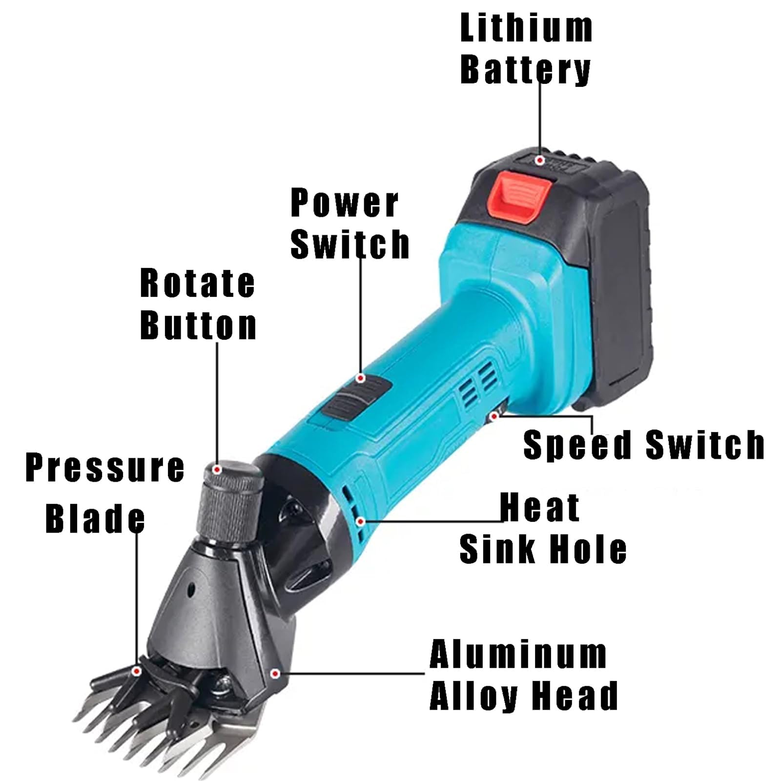Esquiladora Oveja Inalámbrica 600W Motor Potente 2400RPM Con 2 Baterías Litio Recargables Ajuste Velocidad Cuchilla Acero Inoxidable 13 Dientes Uso Continuo Granja Cabra Profesionales Compacta