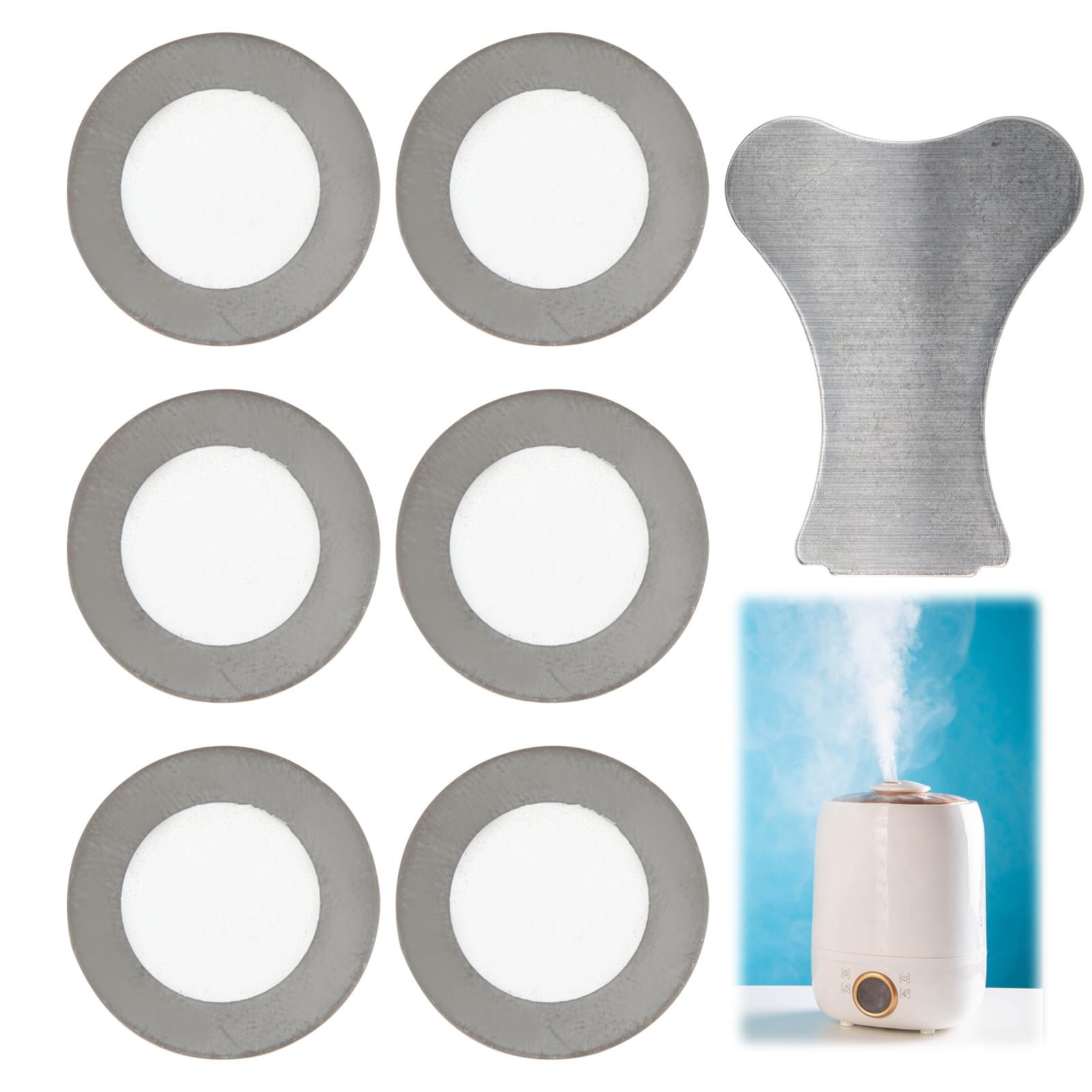 6 Pcs Transducer Discs for Optimyst, Spares Glass Disc Transducer Disc Spares with Removel Tool Spare Parts, Replacement Transducer Disks Compatible with Dimplex Optimyst Electric Wall Heater Fire