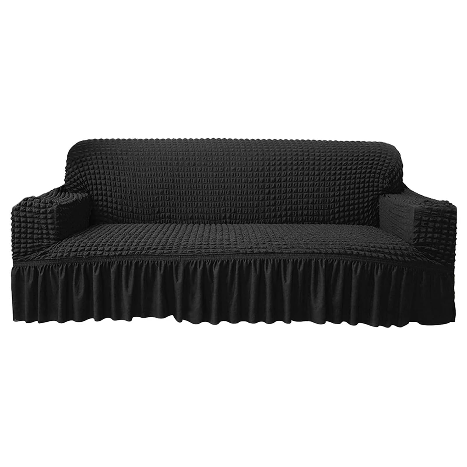 SUBLXPoten Sofa Cover with Skirt Sofa Slipcover with Skirt Universal Armchair Easy Fit Living Room Couch Cover Washable Furniture Protector(Black,3 Seater(190-230cm))