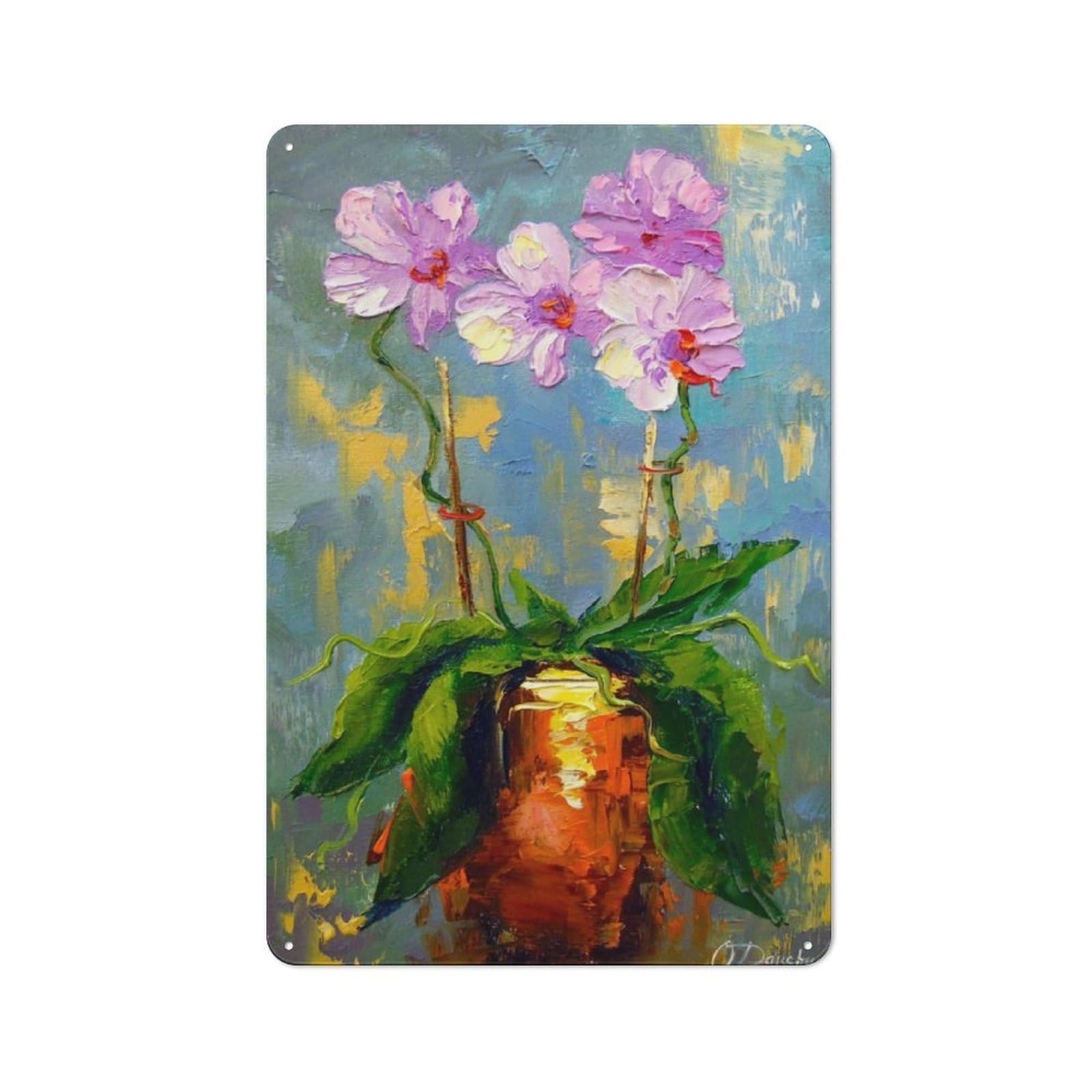 Junmoney Orchid Tin Sign 30X20cm With For Home Bar Wall, Rustic Decor, For Kitchen, Dining Room And Home Bar Wall Decor