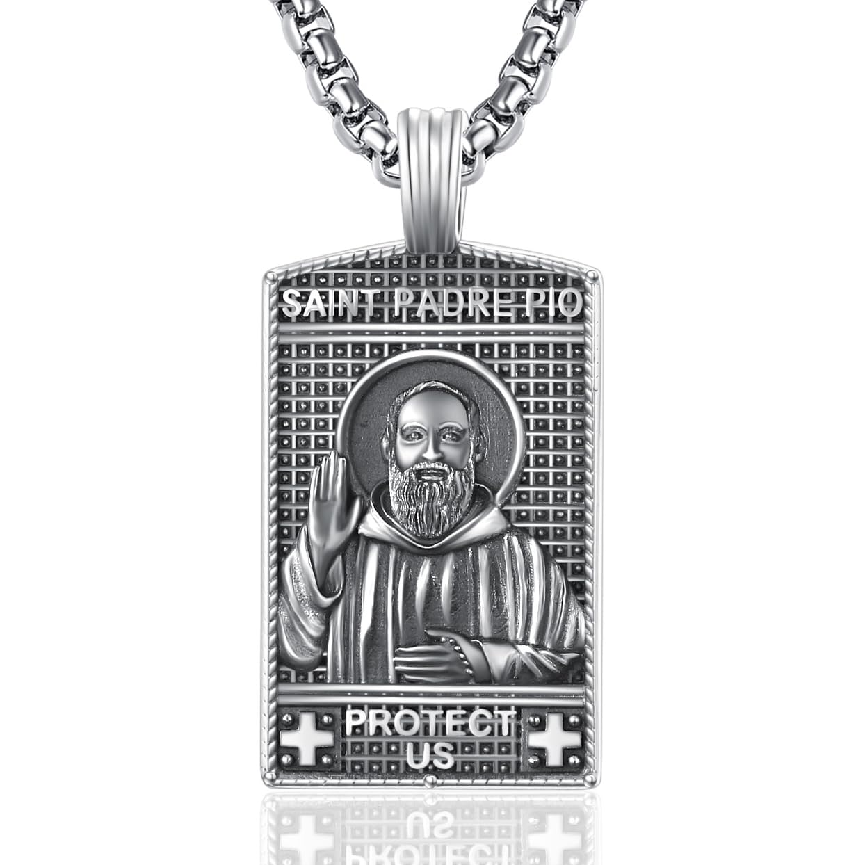 QCFL Saint Necklace 925 Sterling Silver Christian Protection Jewelry For Men Women Patron St Medals Amulet Pendant Classic Style Jewelry
