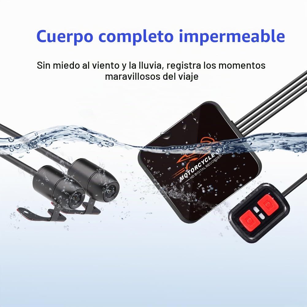 VSYSTO Lente de gran angular 130 ° del tacógrafo de motocicleta cámara doble delantera y trasera 1080p sin pantalla wifi visión nocturna sensor g grabación circular