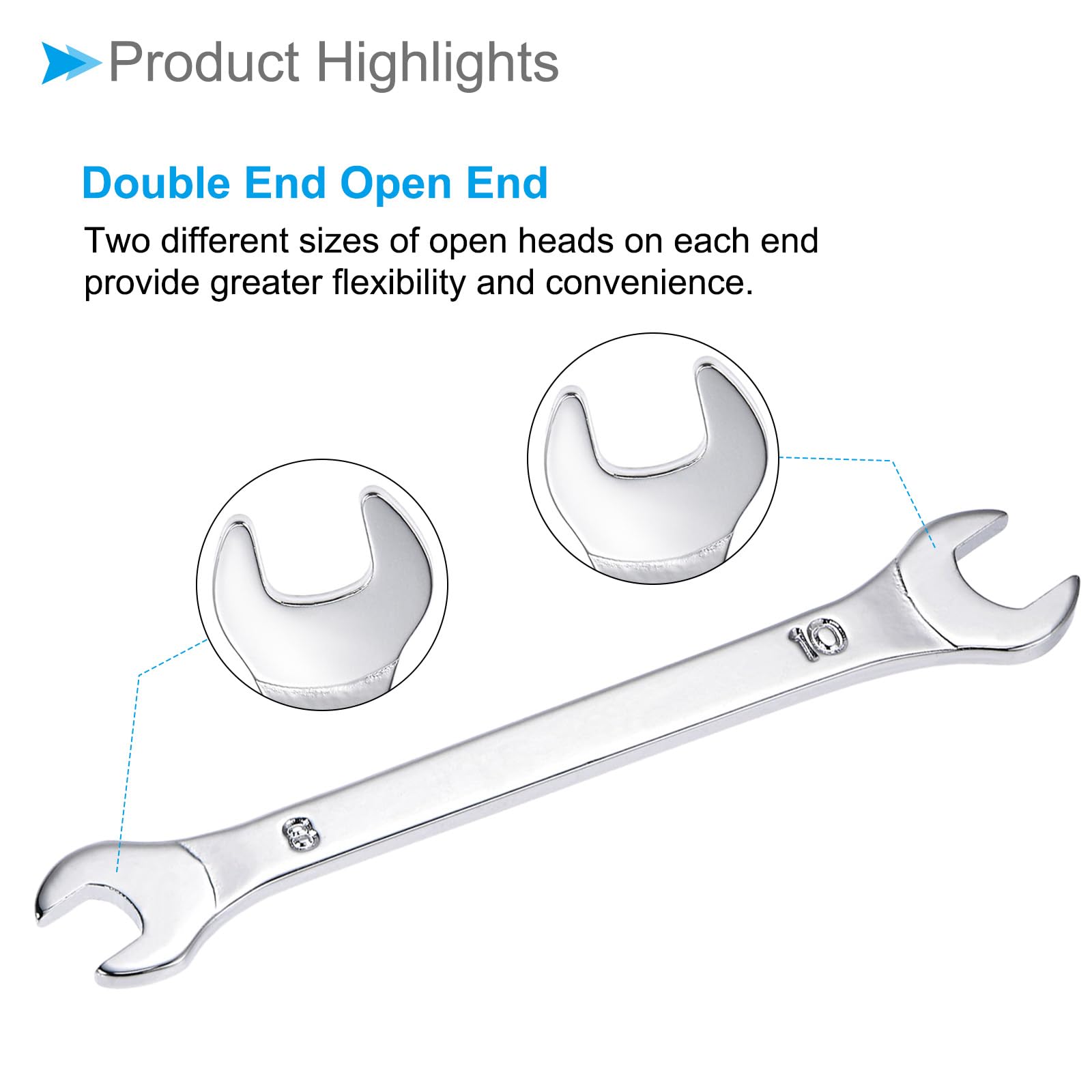 CoCud Thin Open End Wrench, Metric 8mm x 10mm, Double Ended Slim Wrench - (Applications: for Thin Nuts Narrow Spaces), 2-Pieces - Image 4
