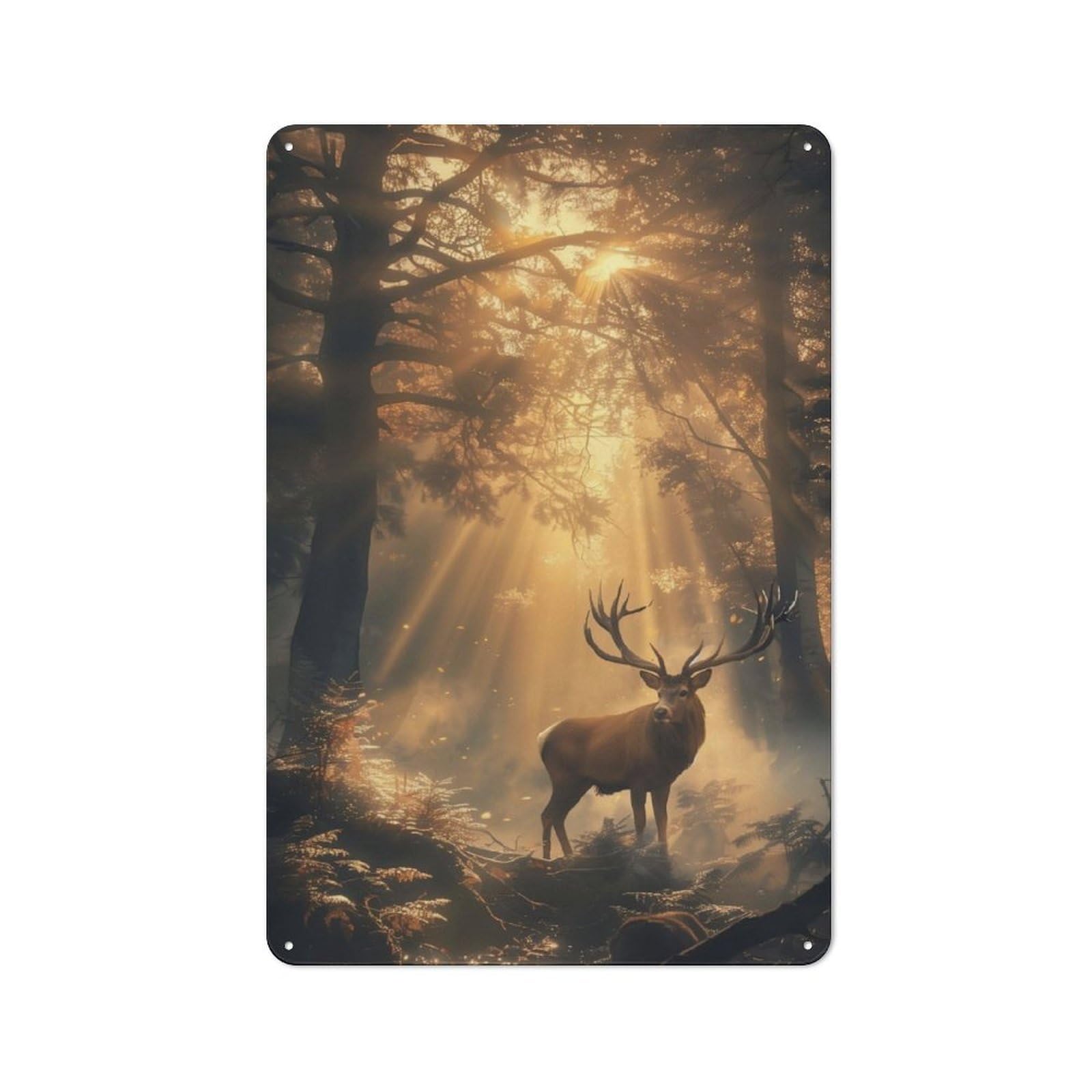 Junmoney Stags Dawn Mystique Retro Metal Plaque 30X20cm For Lounge Or Reading Corner, Winter Wall Decor For Reading Corner Decorators