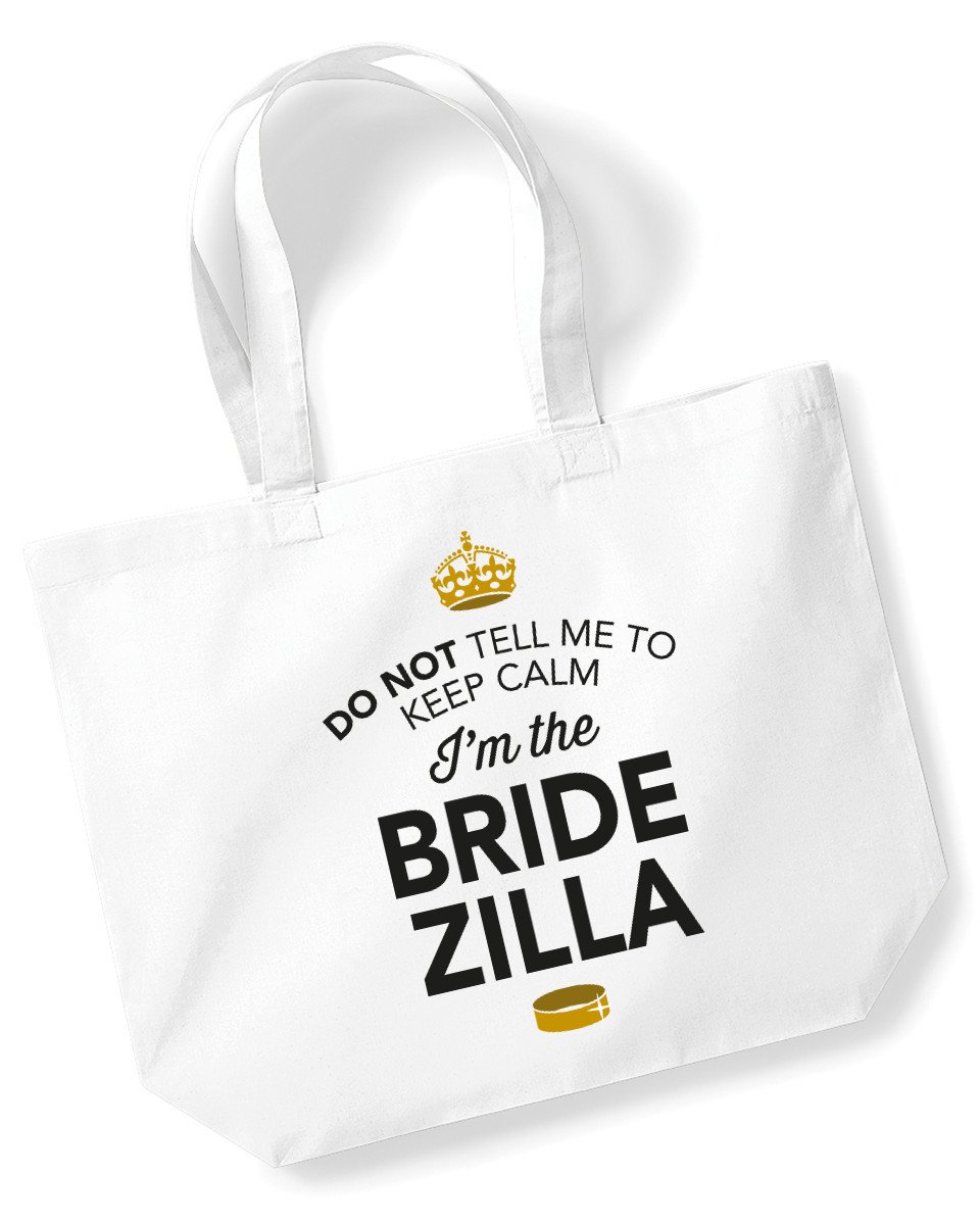Bridezilla Gift Bag Wedding Tote Keepsake Bride Present Hen Party (White)