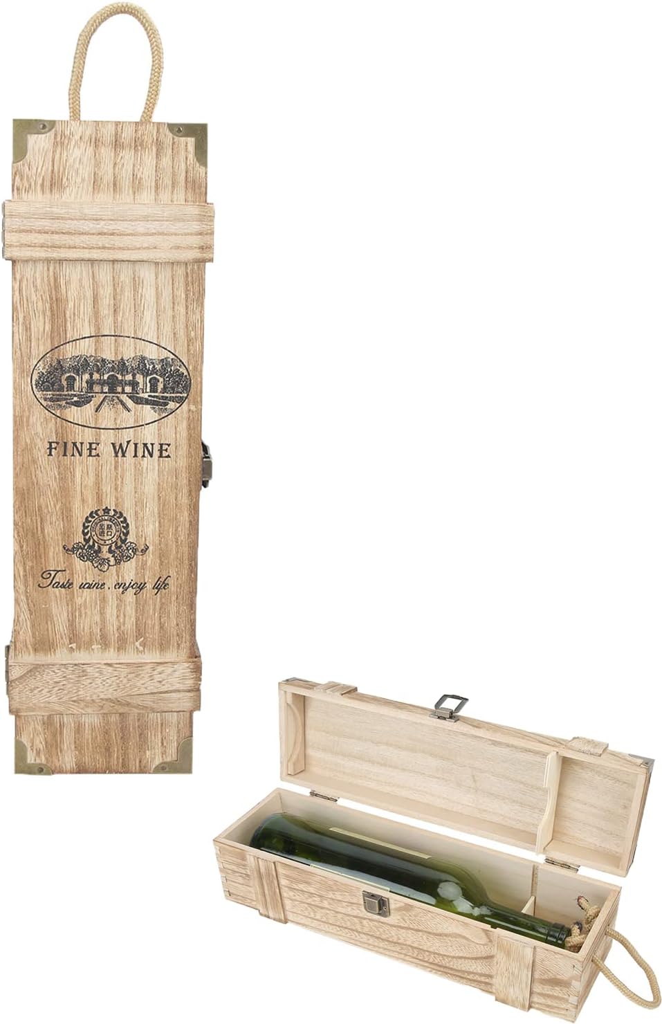 Natudeco Red Wine Box Wooden Wine Storage Gift Box with