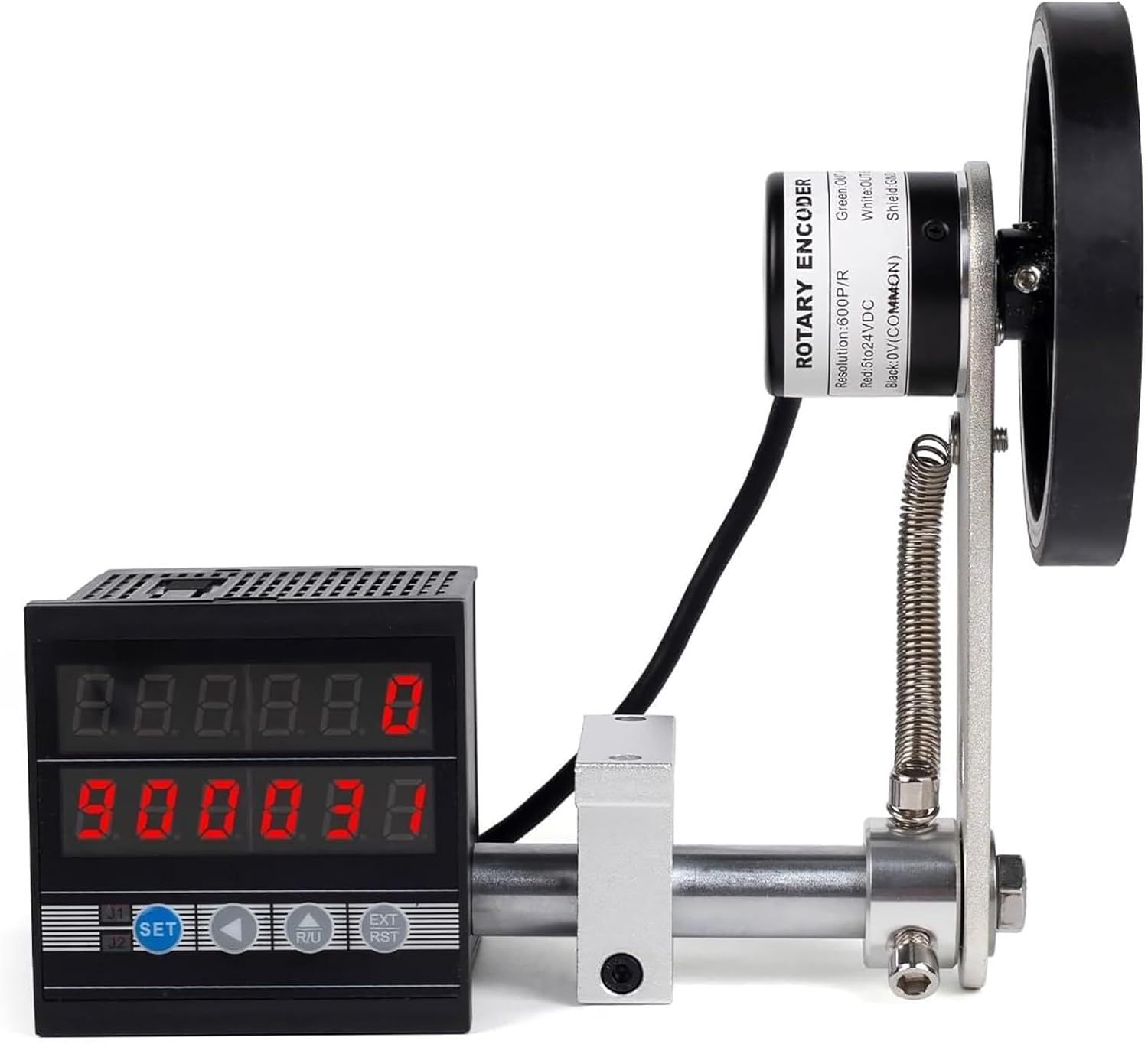 Digital Length Meter Counter, Digital Measuring Wheel with Control 0-999999M and Power-Off Memory Function, for Cable Fishing Line Silk Thread Wire