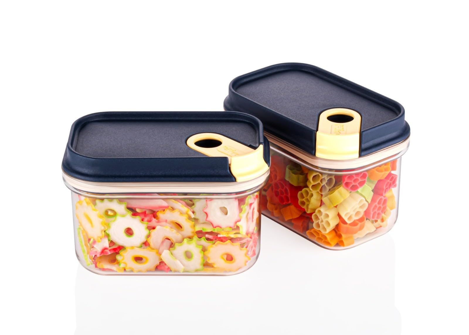 RITU Push 'N' Lock Plastic Airtight Food Containers | 650ml Set of 2 | Ideal for Vegetables, Fruits, Fish & Eggs| Leakproof Storage Jars With Lock Lid | Each BPA Free Transparent Lunch Box For Kitchen
