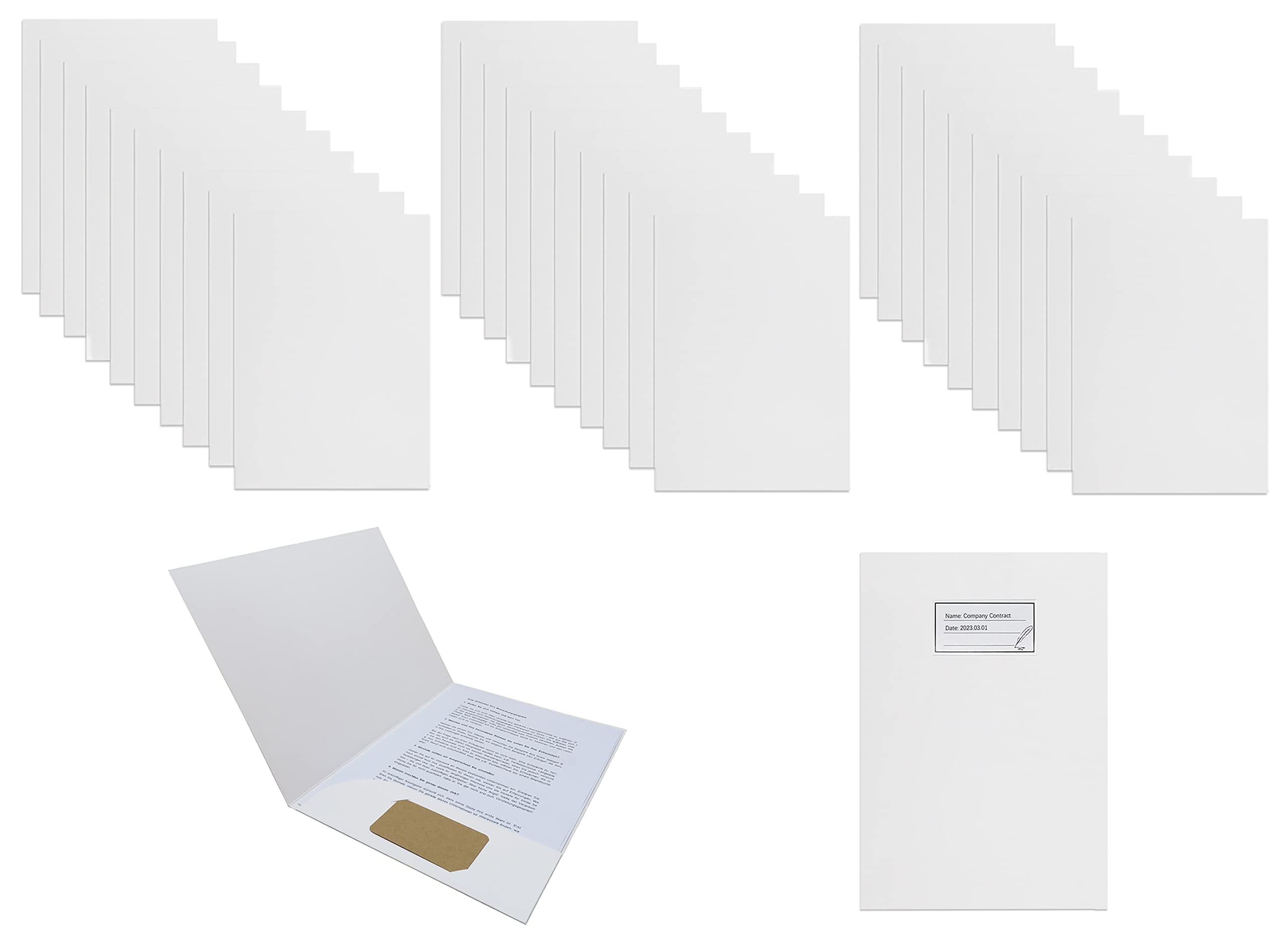 10 bolsas de papel kraft de 320 g/m² en formato A4, carpeta para documentos, maletín, archivador, carpeta ideal para oficina, escuela, universidad, 31 x 24 cm (30, blanco)