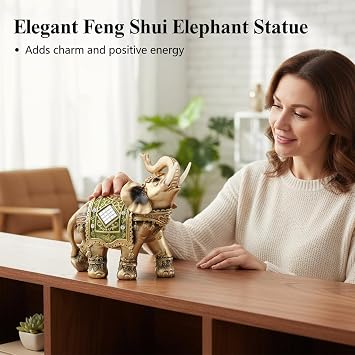 TOPINCN Large Feng Shui Elephant Statue, Wealth Collectible Figurine, Elegant Home Office Decorative Sculpture