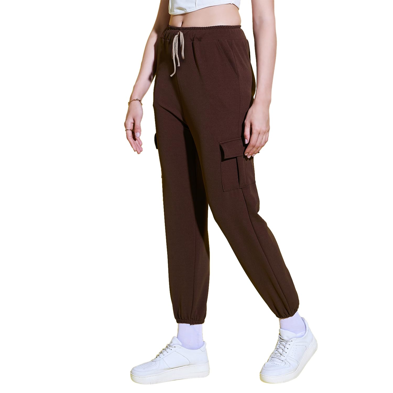 Wrangler Blend Women Relaxed Fit Jogger Pant with Pockets | Casual Cargo Pants in neutral