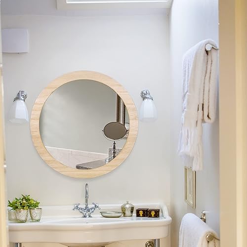 Miniatura 34 de JJUUYOU Espejo de pared circular de 16 pulgadas, espejo de pared redondo para baño, espejo circular de granja, decoración de pared de baño, espejo