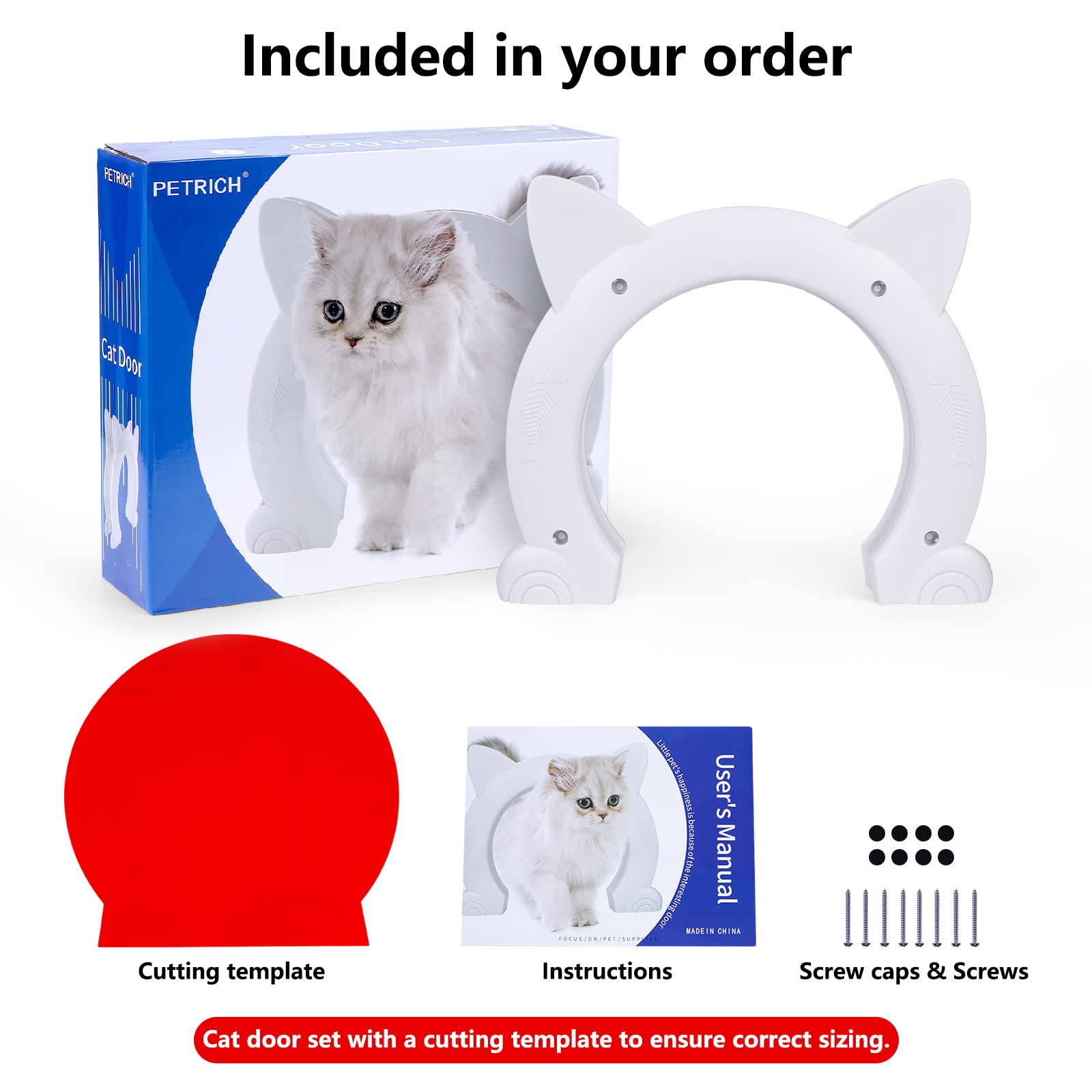 Miyabing Cat Door Interior Door up to 25 lbs â€“ X Large, Pet Door Gate Hole Pass Through for Dogs Kitty Kittens, Easy to Install (Inner Diameter: 8.66")â€¦