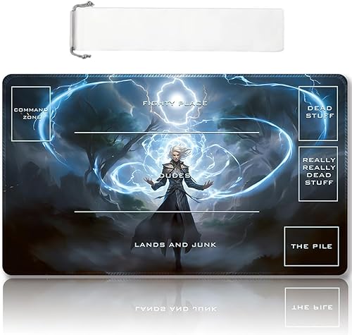 Miniatura 52 de Tapete de juego MTG cosido de alta calidad con zonas y respaldo de goma antideslizante, tapete de juego TCG para MTG y otros juegos de cartas, Dkt