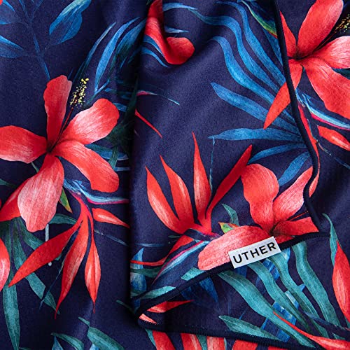 Uther Tour Golf Towel – Dual Hanging Premium Microfiber Towel, Golf Accessories – 20 Inch X 40 Inch, 20+ High Fashion Prints (Cyan Floral 2.0) #TOP2