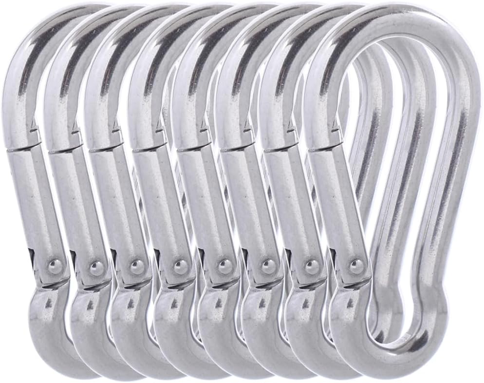 Carabiner Clips, 316 Stainless Steel Carabiner Clip, Heavy Duty Carabiner Hooks, Keychain Carabiners, Multi-Purpose Spring Snap Hook for Dog Leash, Outdoor Camping, Swing, Hammock