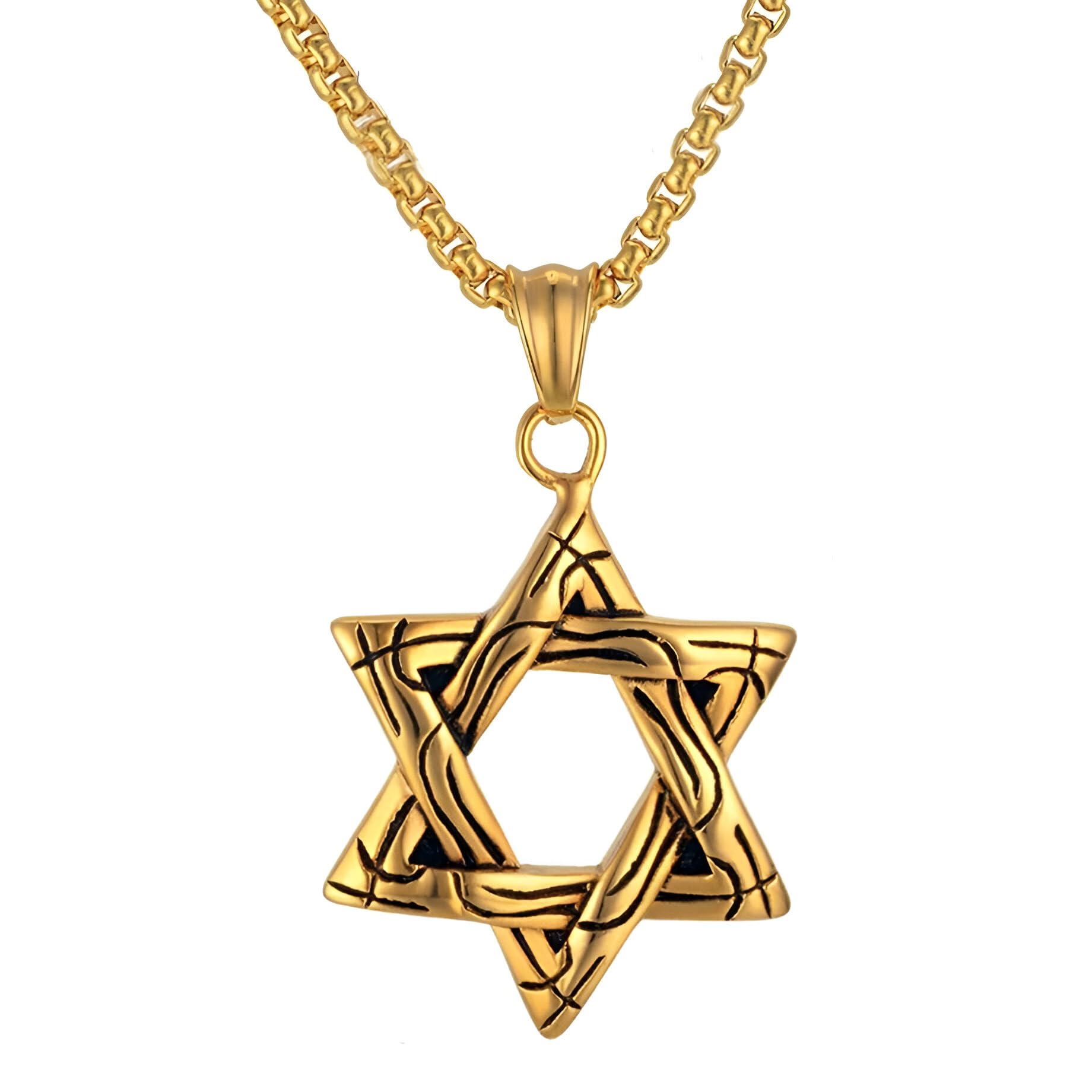 Feng Shui Accessori per Ragazze Collana Stella di David per Donne e Uomini, Ciondolo Stella di David in Argento Sterling 925 Catena a Doppio Strato con esagramma, Collana con Stella ebraica da Donna,
