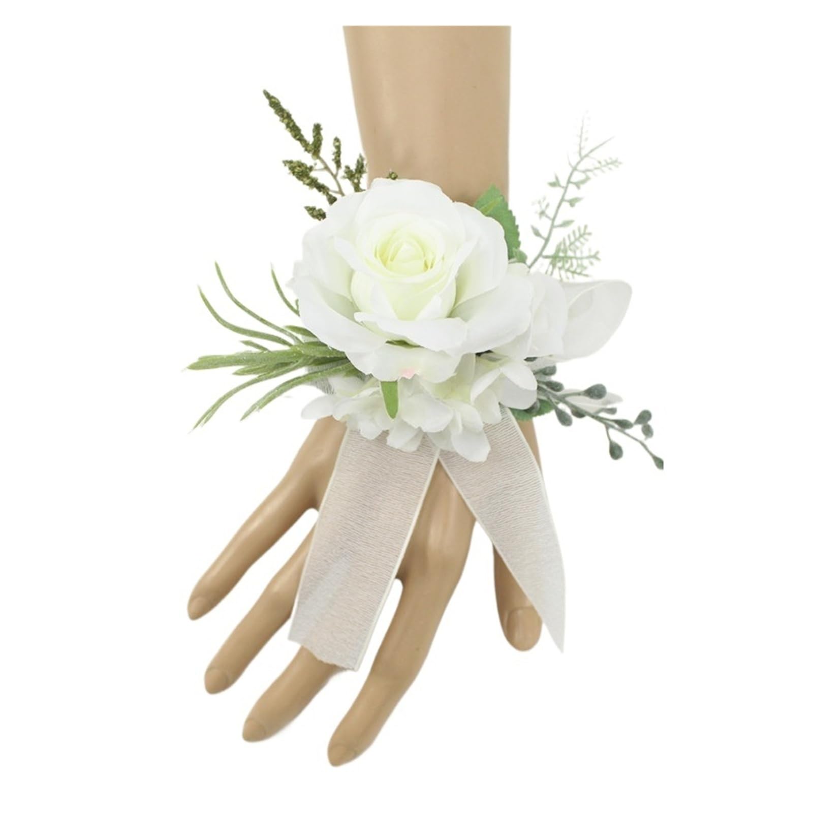 MQFBNNP Wedding boutonniere Silk Flore Groom Boutonniere Wedding Wrist Corsage Bracelet(Bracelet 6)