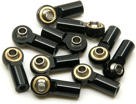 10Pcs M3 Aluminum Ball Head Holder Link Rod Ends Joint Linkage for 1/10 RC Axial SCX10 F350 D90 Etc. RC Crawler Accessories Black
