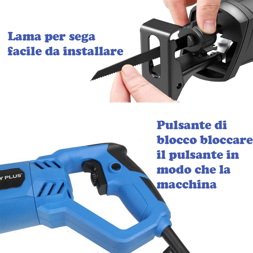 Sega Elettrica A Sciabola 900W: Taglia Legno, Metallo E PVC Con 5 Lame Incluse