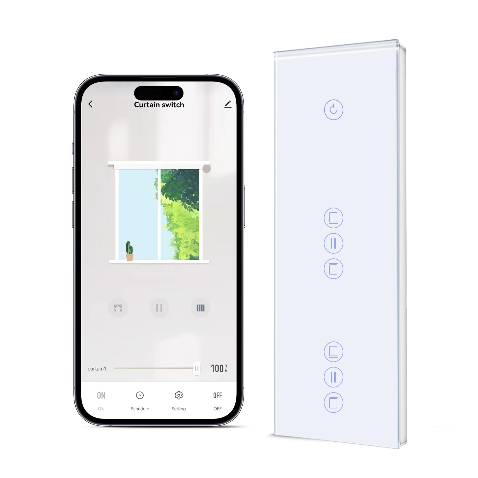 BSEED Alexa włącznik światła z 2-krotnym włącznikiem rolety, sterowanie roletą Wi-Fi, 1-drożny, przełącznik dotykowy WiFi, podwójny przełącznik żaluzji, kompatybilny z aplikacją Smart Life/Tuya, Alexa
