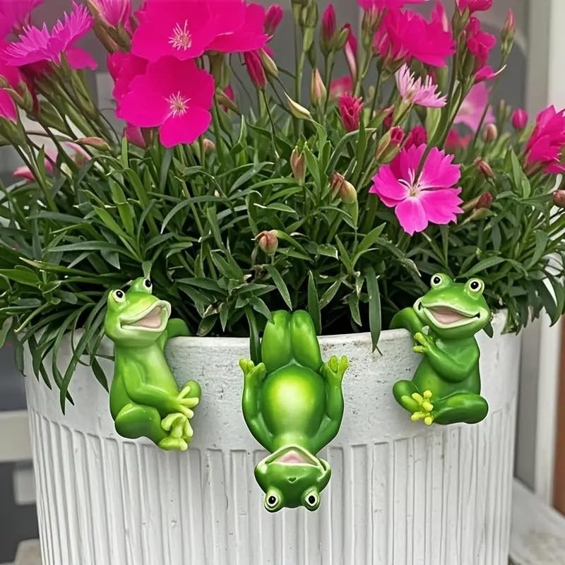 3 Pieces of Outdoor Courtyard Climbing Frog Statue Decoration, Outdoor Fairy Garden Resin Crafts, Flower Pot Landscape Frog, Miniature Landscape Pendant Accessories - Image 6