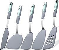 Vista 1 de To encounter 5 Pieces Silicone Spatula Set, Non-Stick Silicone Turner Spatulas, Heat Resistance Cooking Utensils, Flip Turner for Fish, Egg