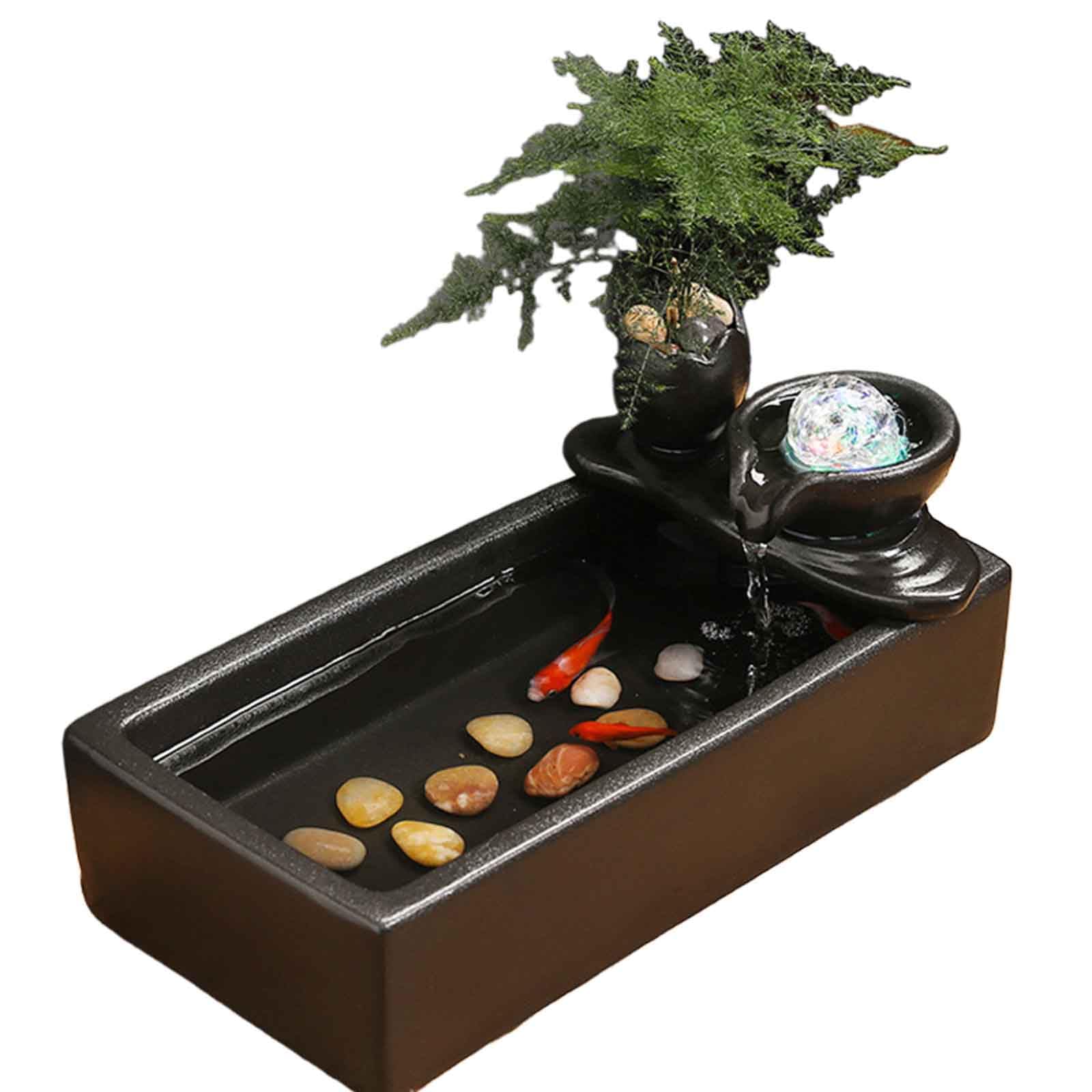 DFrywdgSEY tabletop fountain, Ceramic Pot Fountain Desktop Water Indoor, for and Home Decoration Table Desk Office Patio(G)