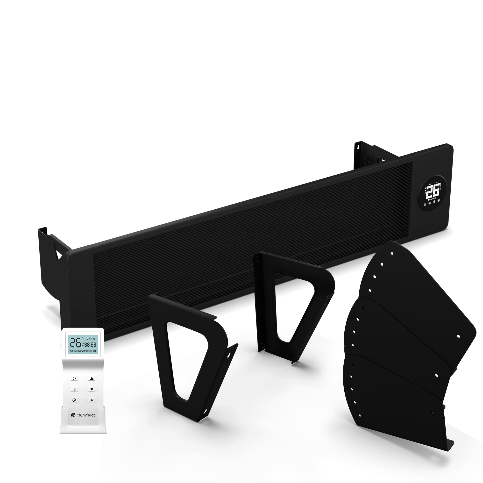 blumfeldt Pannelli Radianti a Infrarossi 3300W - Montaggio a Parete/Soffitto, IP44, 2 Livelli di Riscaldamento, Controllo Smart Via App, Termostato Wireless, Display a LED Touch, per Balcone & Patio