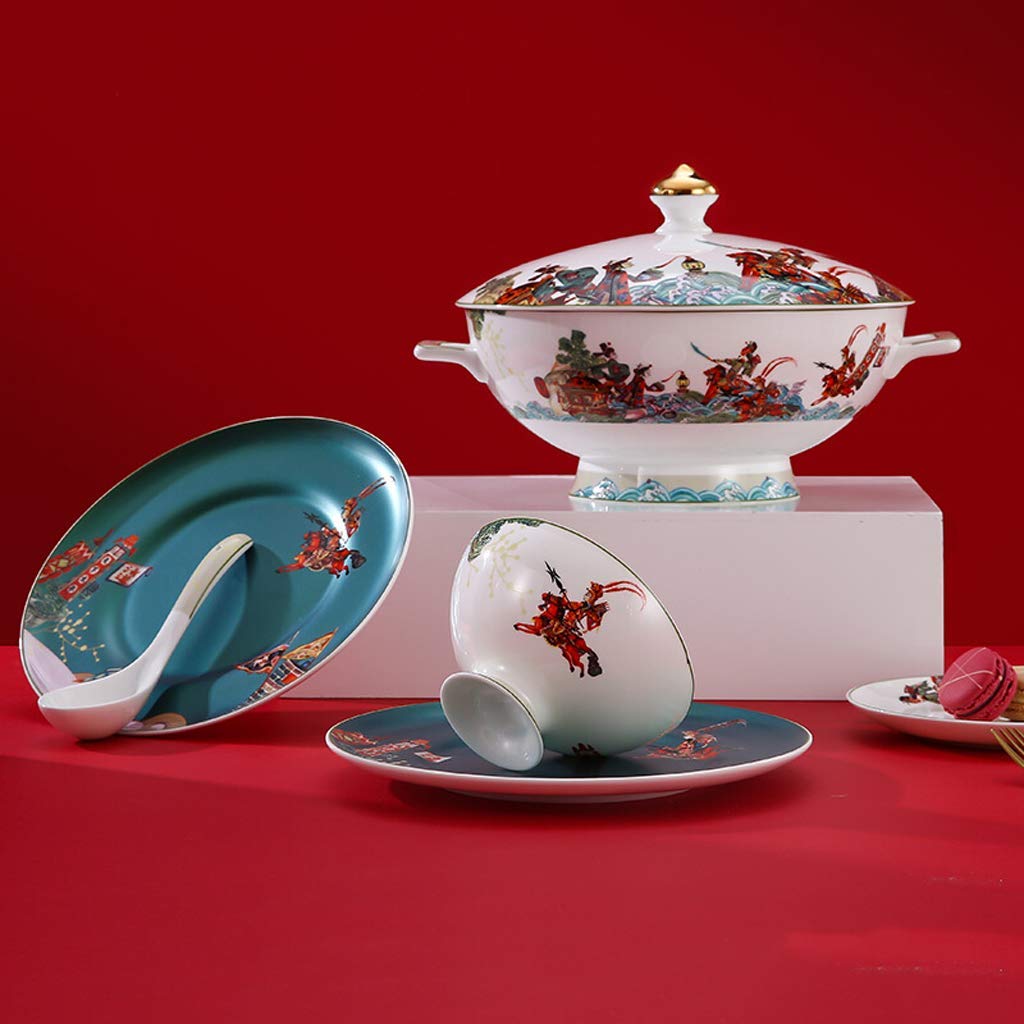 H3TF5J Ceramiczny zestaw zastawy stołowej, 21-częściowy zestaw zastawy stołowej, zastawa stołowa w Chinach, zastawa stołowa z bankietu rodzinnego, zastawa stołowa ślubna