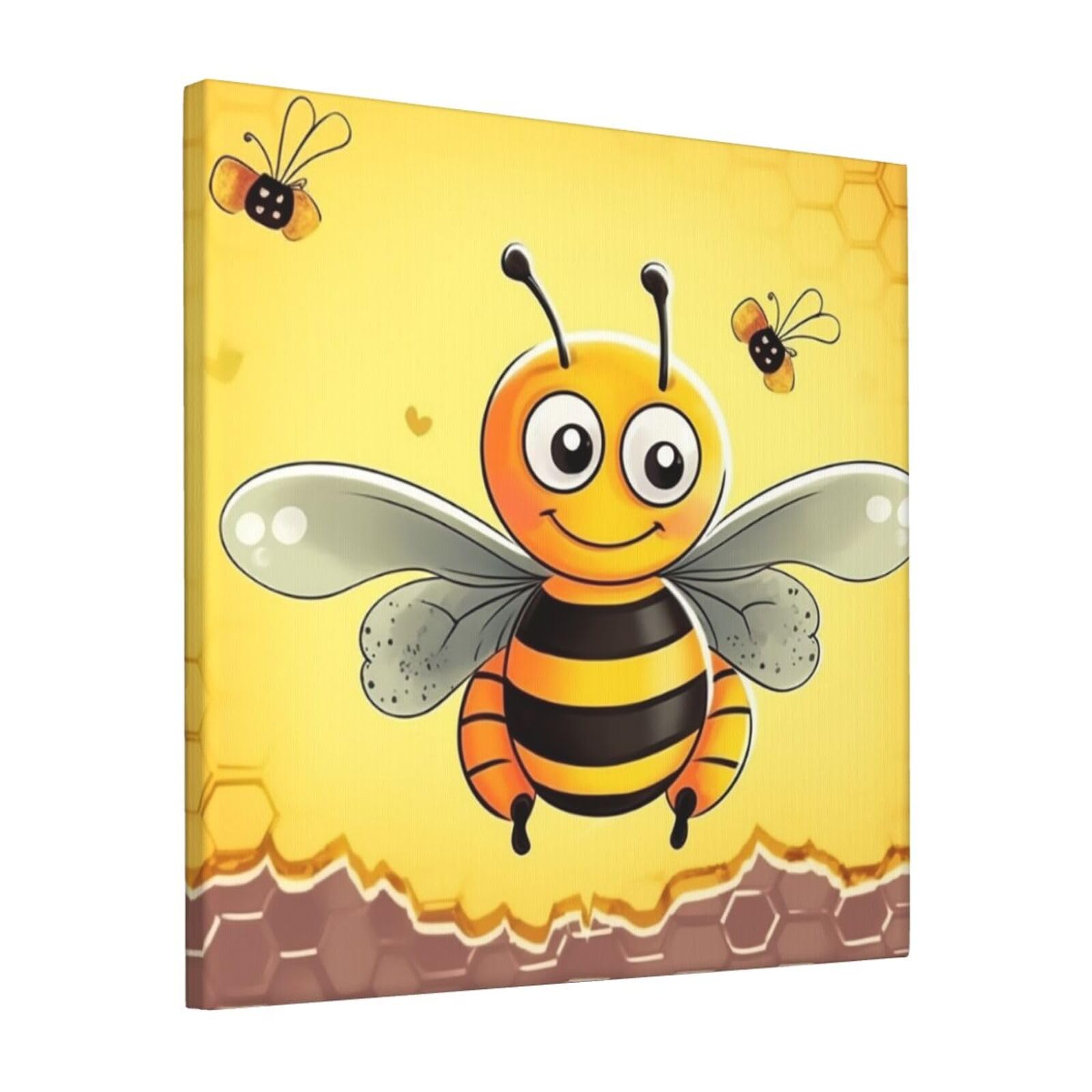 KLOPH Bee on the square Canvas Wall Art for Living Room 12"x12" Modern Artwork Painting for Bathroom Hanging Canvas Prints Aesthetic Wallart for Bedroom Kitchen Office Wall Decor