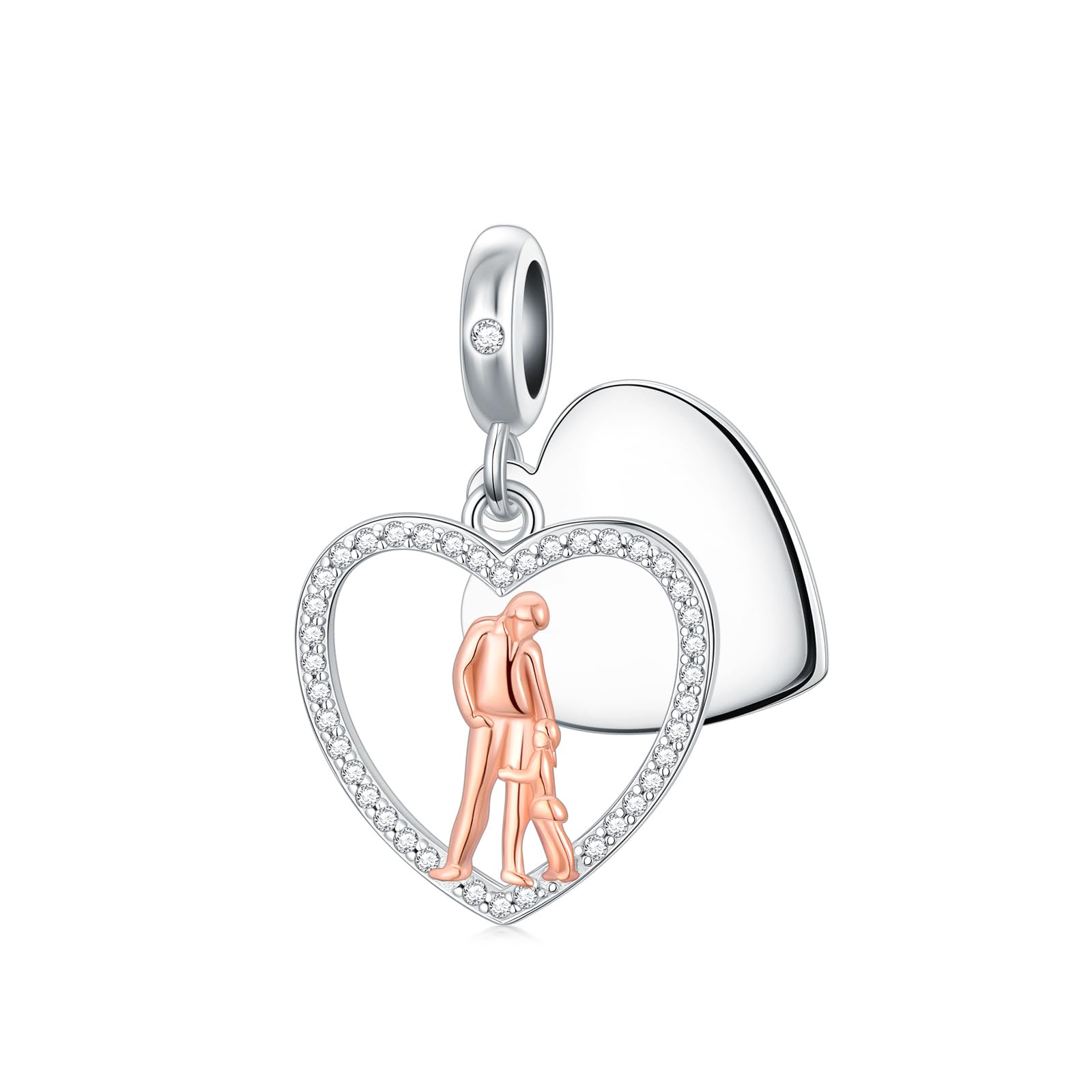 PROESS Father Mother Daughter Charm fit Charms Bracelet Sterling Silver Charms for Bracelets Birthday Valentines Day Gifts for Daughter Mother Lover