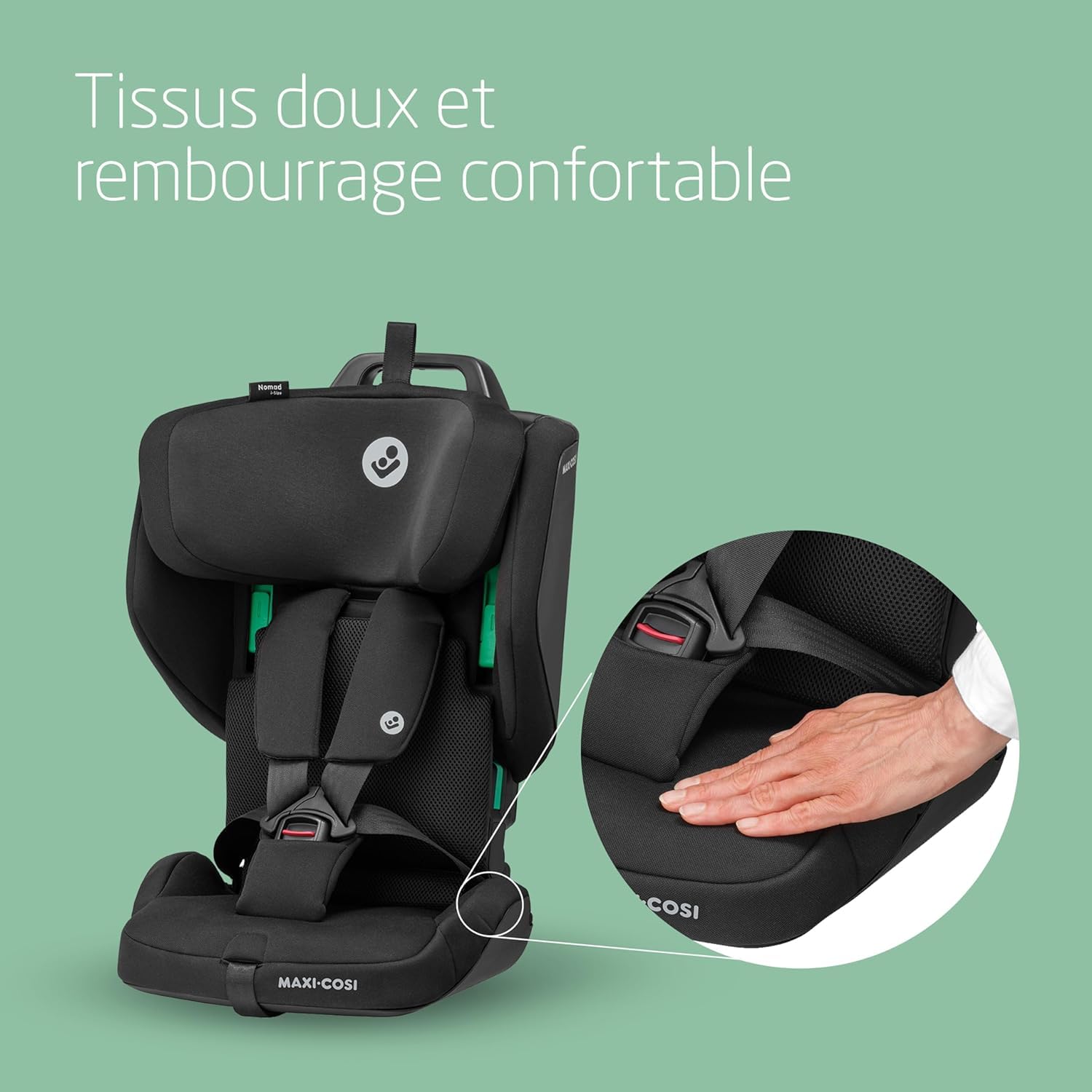 Maxi-Cosi Nomad Plus, Siège Auto Pliable, 15 Mois - 4 Ans, 76 - 105 cm, Siège Auto de Voyage Portable, Ultra-Compact et Léger, Protection contre Chocs Latéraux, pour Toute Voiture, Authentic Black