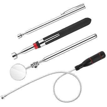 flintronic 4 PCS Telescopic Magnetic Pick up Tool Set, Extendable Magnetic Pickup Tools with Non-slip Handle, Retractable Magnet Wand for Picking Up Small Parts Metal Objects, Screws, Nuts