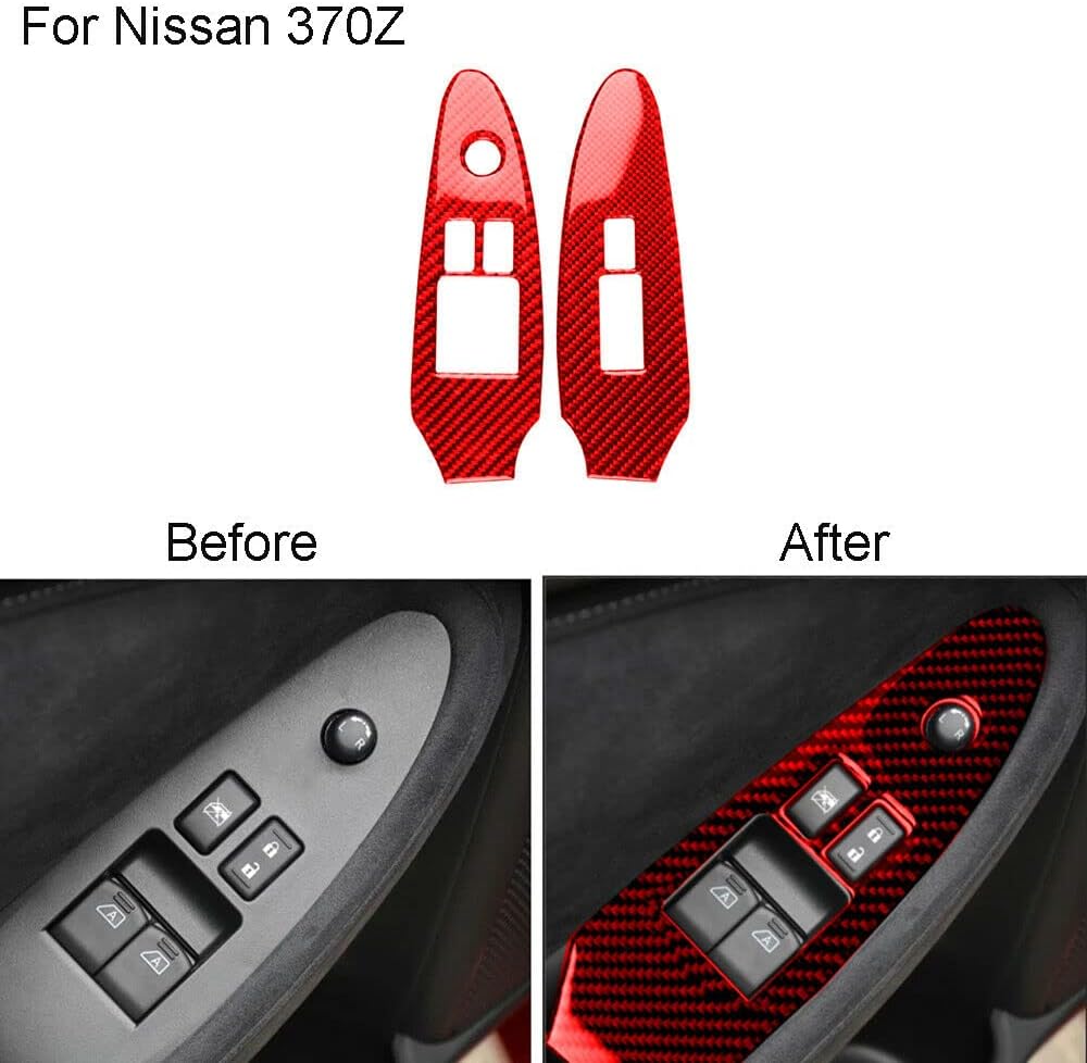 Car 12 Pieces red Carbon Fiber Full Interior Set Cover Trim Strip for Nissan 370Z 2009-2020