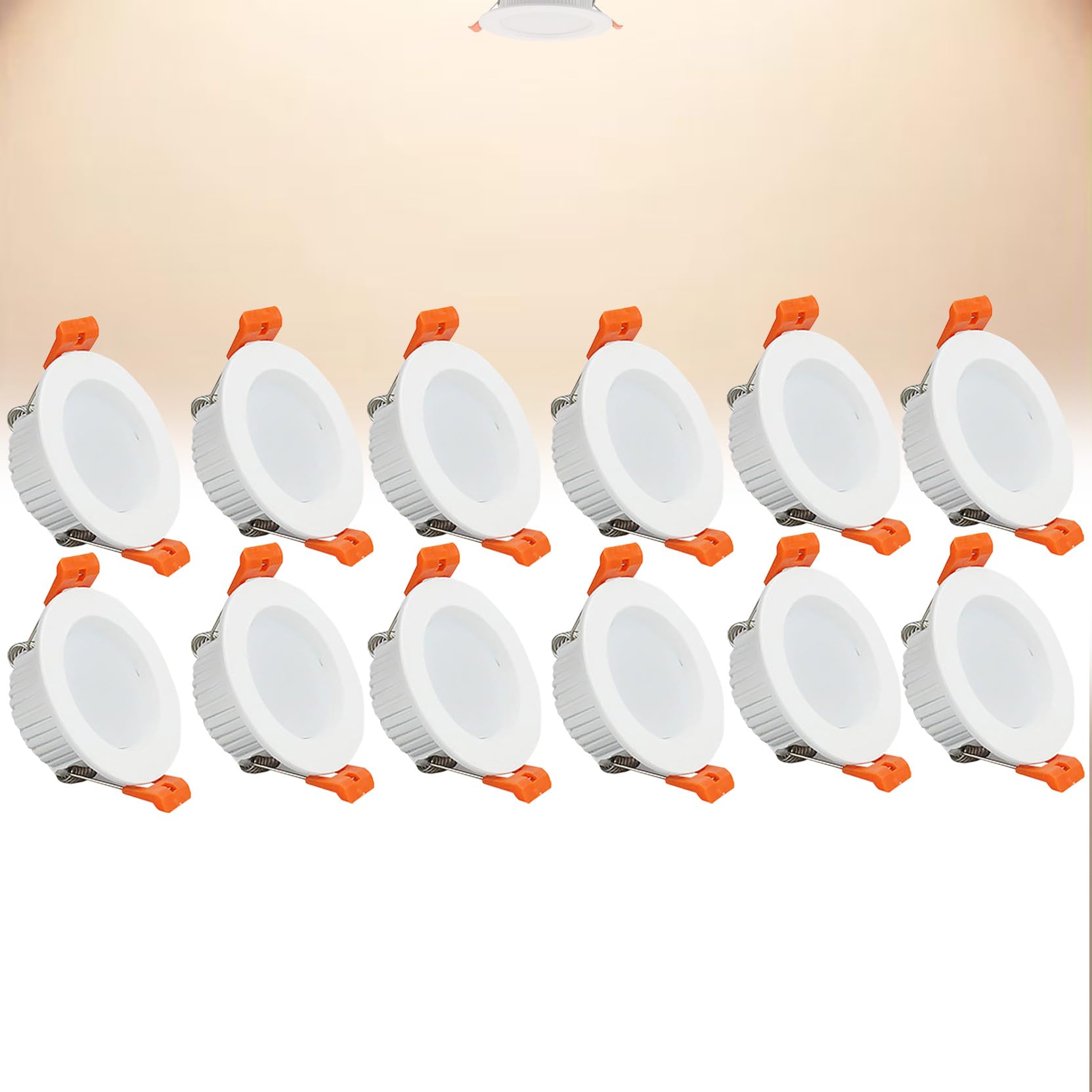 3W LED Recessed Ceiling Spotlights, 4000K Neutral White Ultra Slim Panel Light, Cut Φ50-55mm, AC110-240V Round Downlights for Living Room Office, 12 Pack