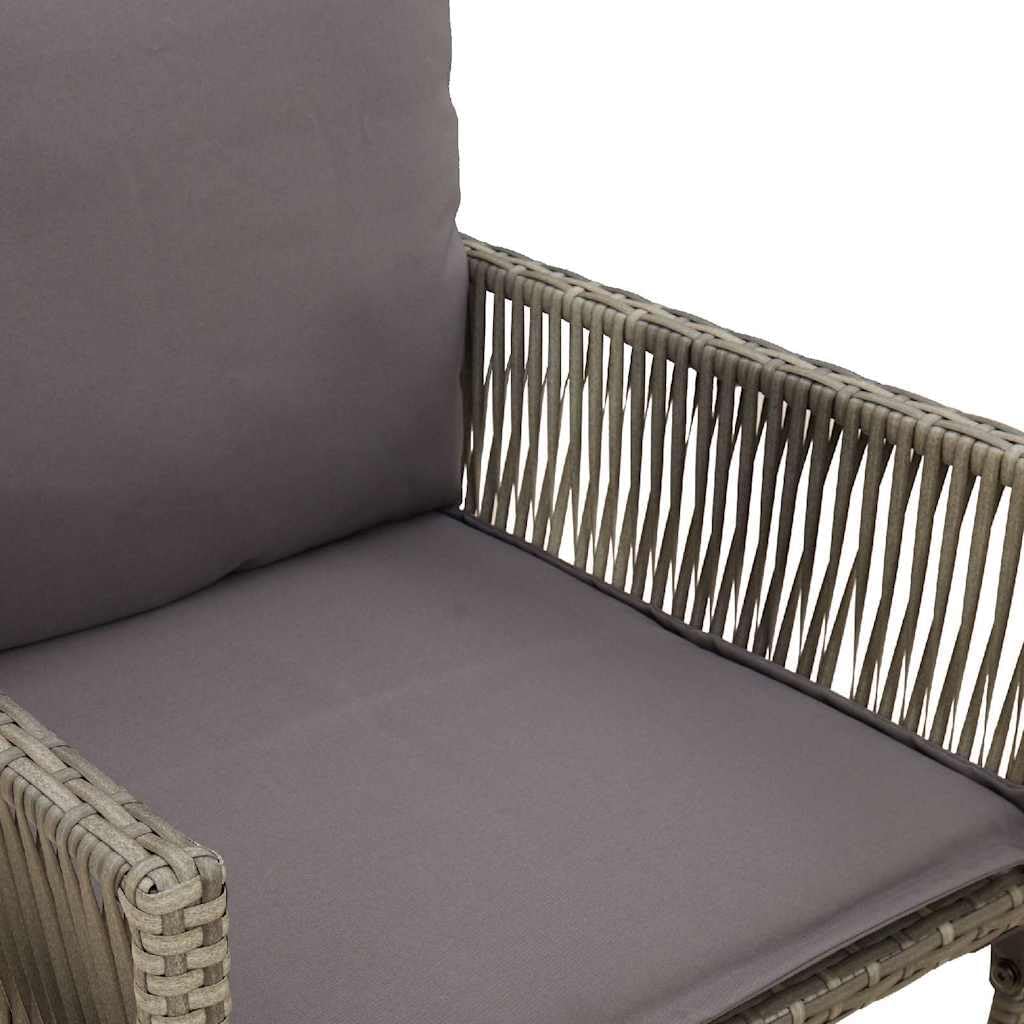 vidaXL Garden Bar Stool Grey PE Rattan, Powder-Coated Steel, 100% Polyester