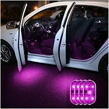 4 Pcs Car Door Welcome Lights for Volkswagen Atlas/Teramont 2017-2022 2023 2024 2025 2026 USB Rechargeable LED Courtesy Lights Automatic Sensor Door Lights,Pinkish-Purple