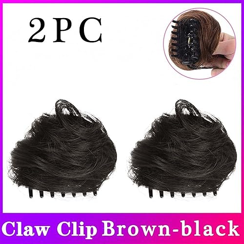 Miniatura 5 de olacare Mini moño con clip de garra, orejas de gato desordenadas, extensiones de cabello rizado y ondulado, extensiones de cola de caballo para