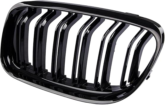 Front Bumper Kidney Grille, Pair Gloss Black Grill Double Line