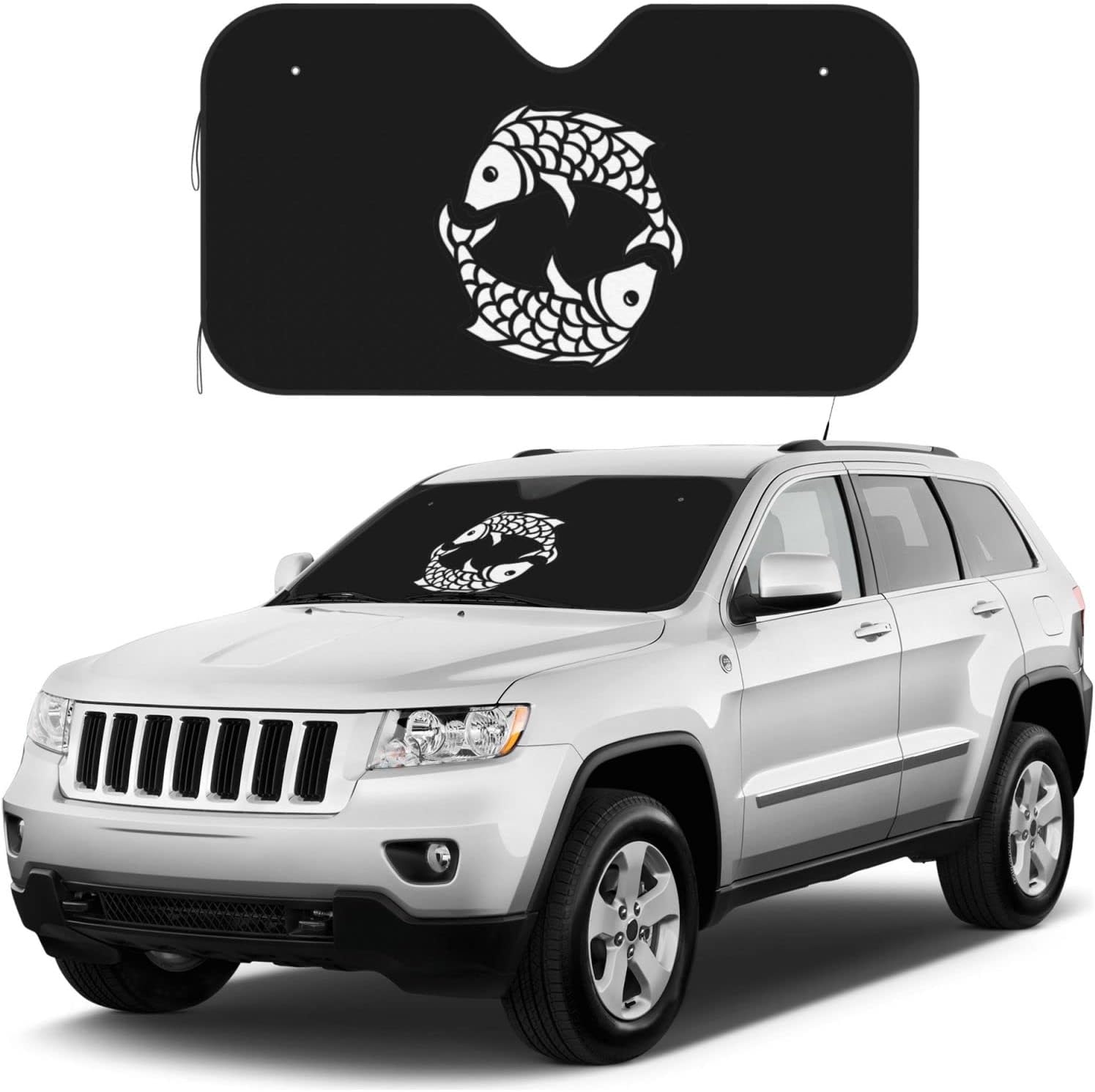 Pisces Zodiac Symbol Car Windshield Sun Shade Keep Your Vehicle Cool, for SUV Cars Trucks Universal Sun Shade