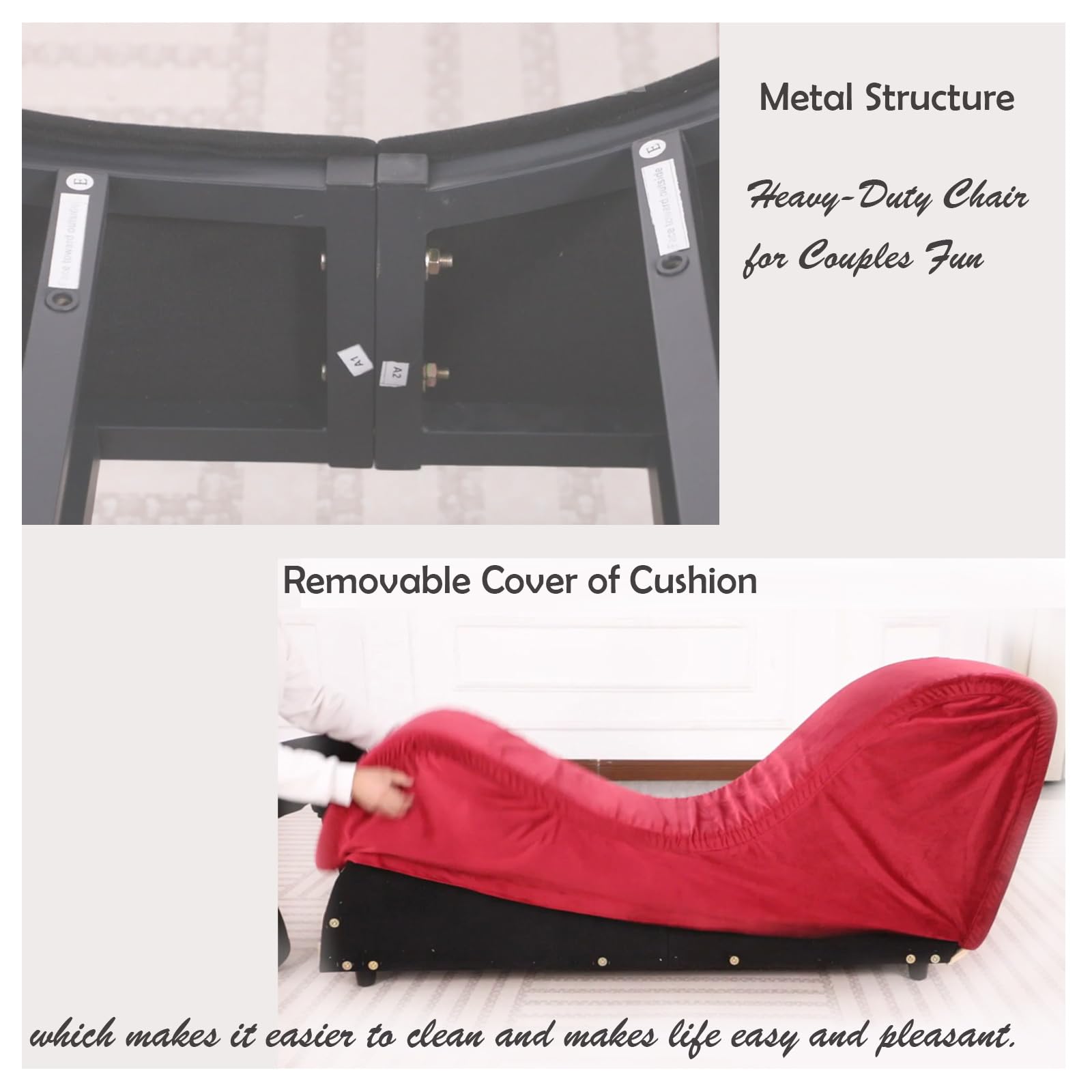 JUBILOOM Chaise Lounge Chair with  Cover, Heavy-Duty Metal Frame for Relaxation, Indoor Sport for Bedroom Living Room: New Black