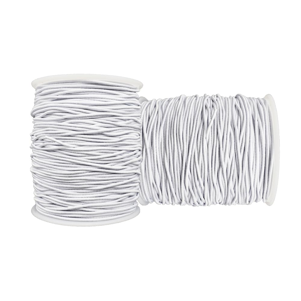 LUSTEMBER Stretchy String for Bracelets, 2 Rolls 1 mm Sturdy Elastic String Elastic Cord for Jewelry Making, Necklaces, Beading (White)