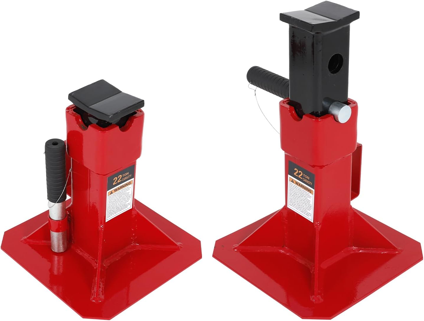 22 Ton (44,000 lbs) Jack Stands (1 Pair), Heavy Duty Pin Type Professional Car Jack Stand with Lock,Wide Base Safety Design for Supporting Trucks, Trailers and Equipment (Red)