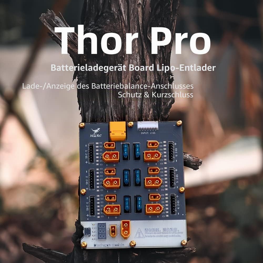 HGLRC Thor 6 Port Lipo Akku Balance Ladegerät Board Pro 40A XT60 XT30 Stecker 2-6S integriert mit Lipo Entlader für IMAX B6 ISDT Q6 Nano HOTA D6 Pro P6