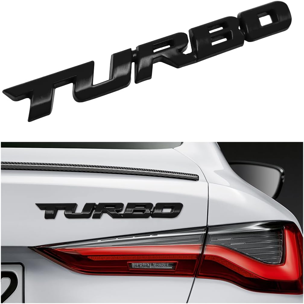 Dickno 2PCS Turbo Car Emblem Decal, 3D Metal Fender Logo