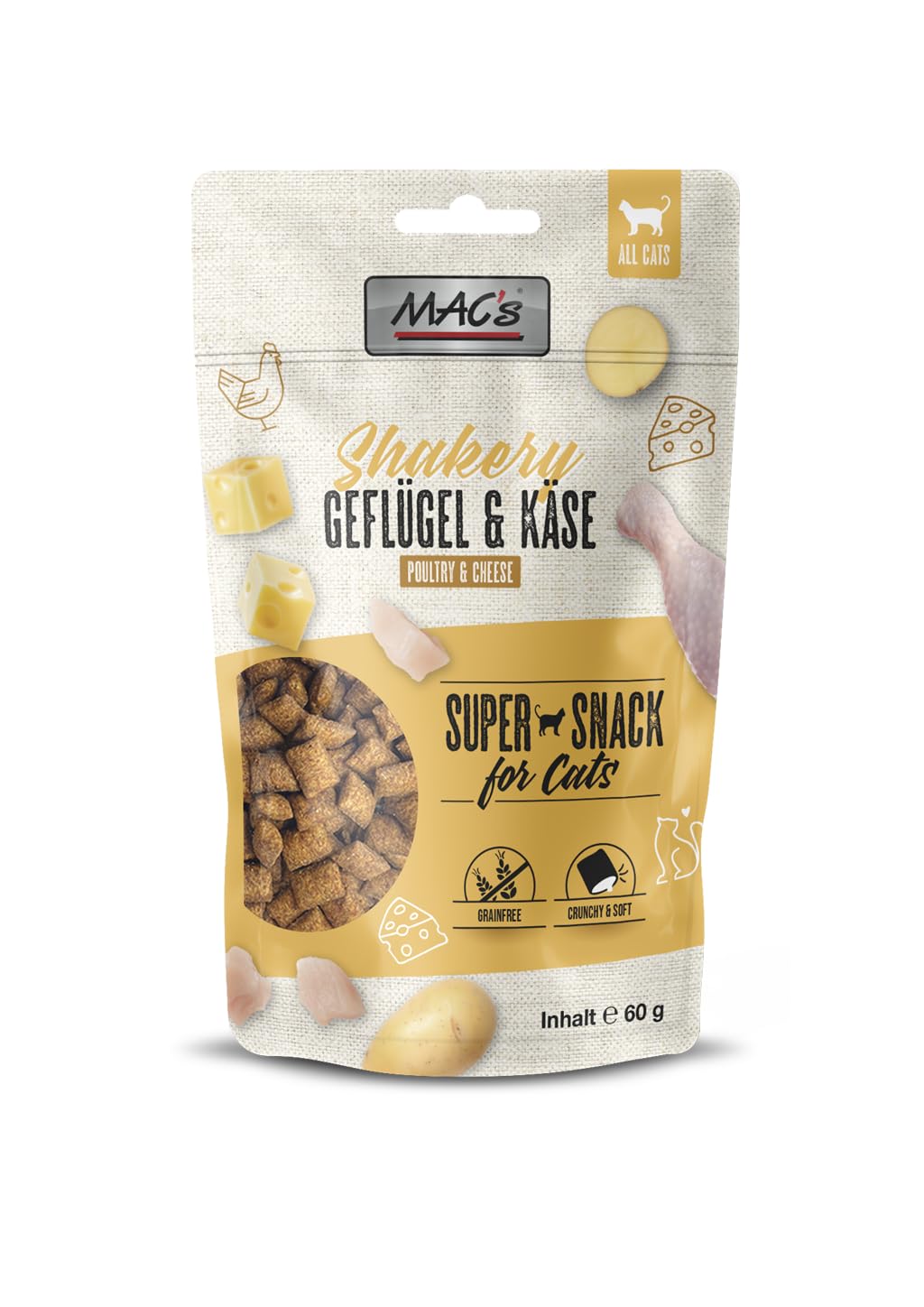 Mac's Cat Snacks Premium para Gatos 10 x 60 Gr (Pollo Y Queso)