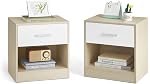 VASAGLE CUSTOS Collection Tables de chevet, ensemble de 2, Tables d'appoint avec tiroir et plateau, Tables de chevet, Table d'extrémité avec compartiment ouvert, pour la chambre, Salon, Blanc nuage ULET819T14